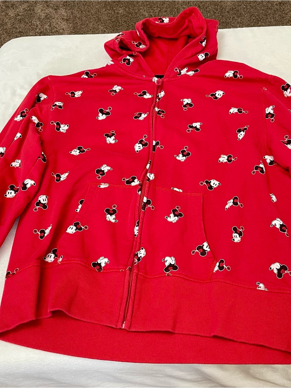 Disney Women’s Red Mickey Mouse Zip-Up Hoodie size xx large